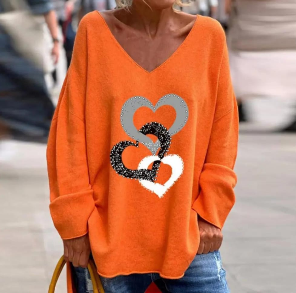 Primavera Cuore | Maglia con scollo a v da donna